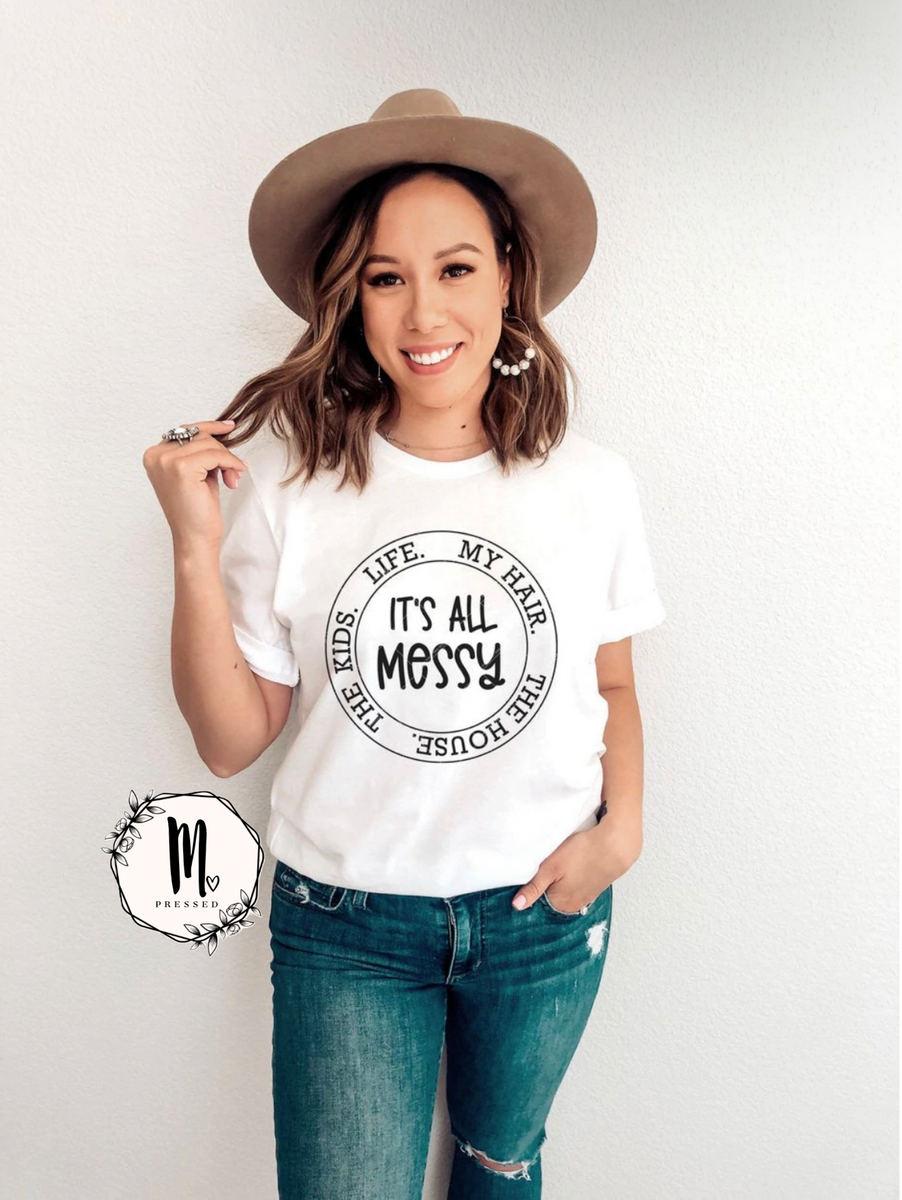 Messy Hair Yoga Pants Target Coffee Mom Life Shirt-CL – Colamaga